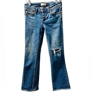 We The Free People Bootcut Distressed Blue Jeans Size 27 Medium Wash Casual Boho